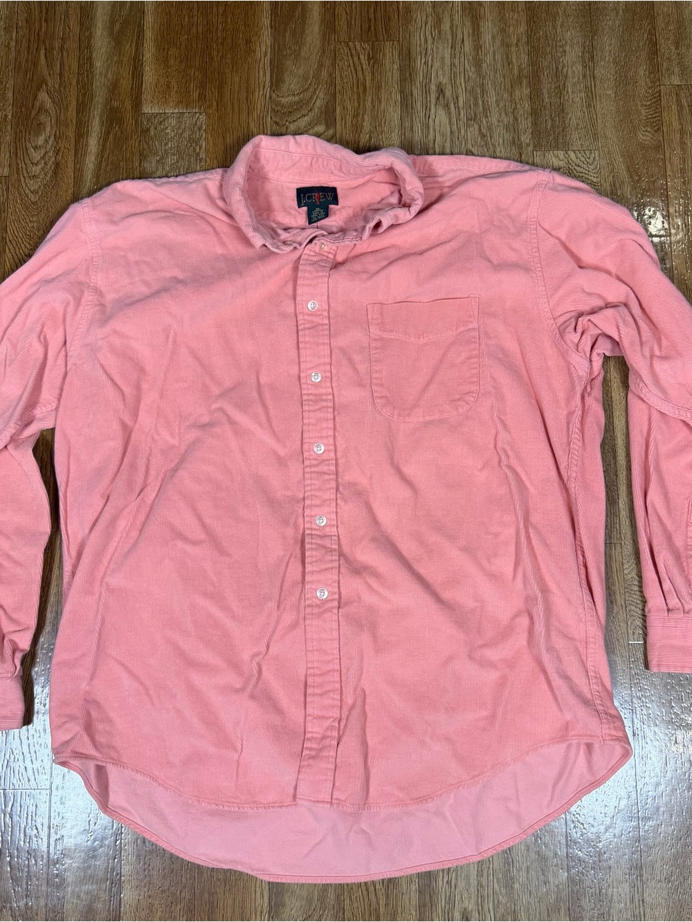 Vintage J.Crew Pink Corduroy Button Down Shirt XL 90s Preppy